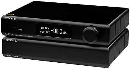 Vista 8 de Topping Pre90 Preamplificador y Ext90 Extensor de entrada de audio de alta resolución Módulos NFCA 2RCA 4XLR Combinación (negro, Ext90)