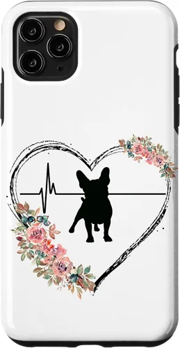 Vista 13 de French Bulldog Heartbeat with Flowers On White Case for iPhone 17