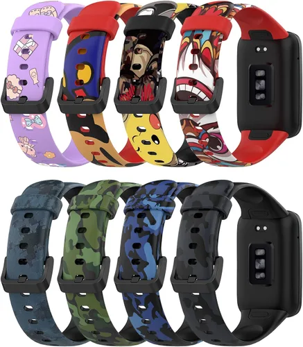 Vista 16 de Lijinlan Bandas de repuesto compatibles con Xiaomi Mi Band 7 Pro Strap mujeres hombres, impresión colorida linda piel floral suave flexible silicona