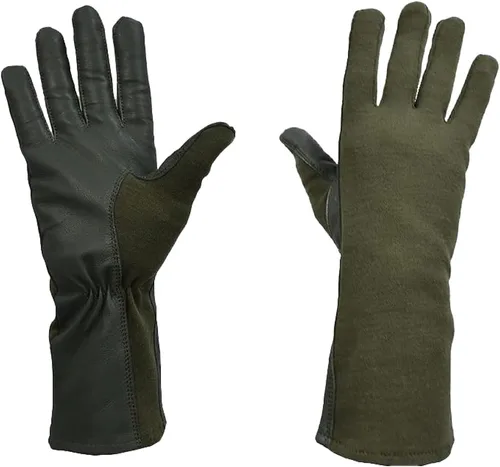 Vista 7 de Guantes de vuelo Nomex, guantes de trabajo de cuero para hombres, piel de oveja suave y duradera para conducción, vuelo, jardinería y caza