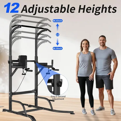 Vista 2 de Pull Up Bar Power Tower Dip Station Home Gym Equipment