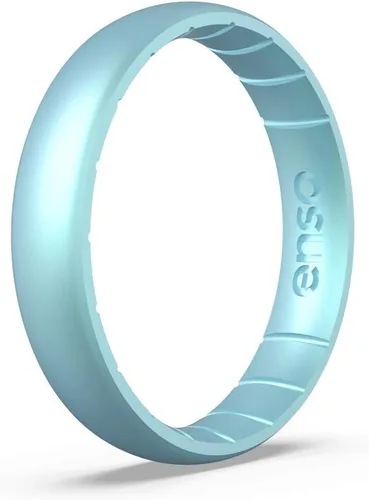 Vista 10 de Anillo de silicona fino con piedra de nacimiento de Enso – Unisex, para boda y compromiso – Banda transpirable cómoda – 4.3mm (0.17 pulgadas)