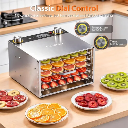 Vista 10 de Deshidratador de alimentos, 5 bandejas de acero inoxidable, temperatura de Plateado