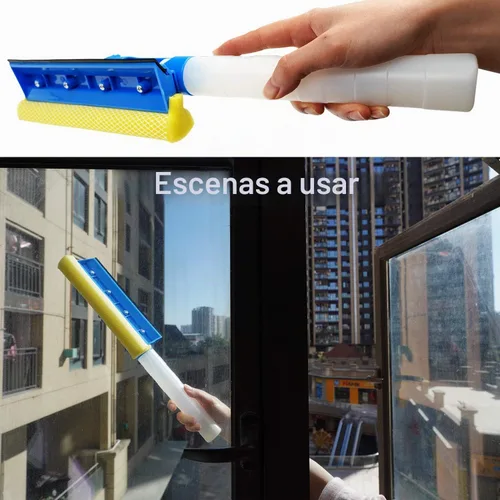 Vista 6 de Limpiador de ventanas de coche con esponja y cuchilla de goma, limpiador con botella de spray 3 en 1, multiusos, para interiores y exteriores 1