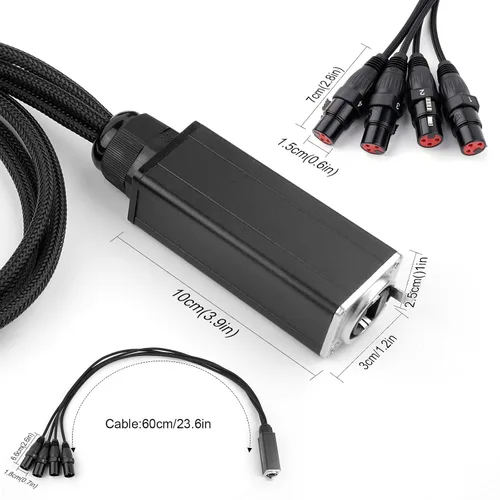 Vista 2 de Extensor de cable de audio serpiente de 4 canales XLR a Ethercon RJ45 CAT5/CAT6 para grabación de iluminación de sonido de escenario en vivo