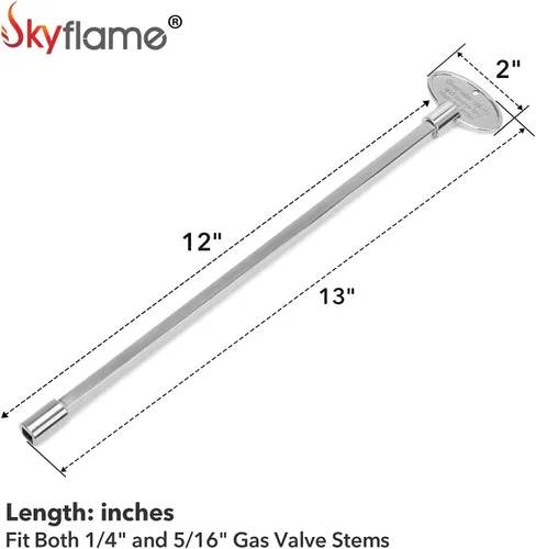 Vista 3 de Skyflame Kit de válvula de llave de gas recta de 1/2 pulgada para chimenea con brida, llave de 3 pulgadas y 12 pulgadas, cromada