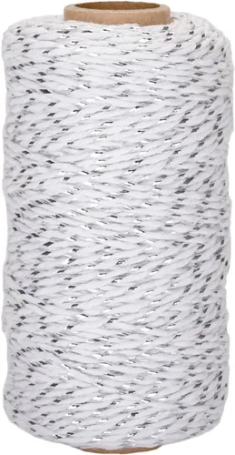 Vista 23 de jijAcraft Cordel de Hilo Blanco y Negro, 328 Pies de Cordel de Panaderos de Navidad, Cuerda de Empaque Resistente de 2MM para Manualidades DIY