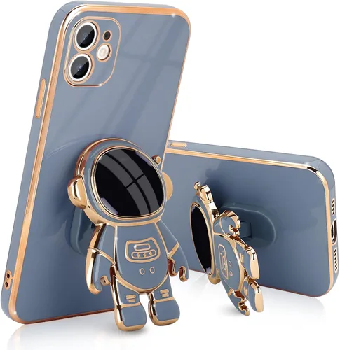 Vista 17 de Pepmune Funda compatible con iPhone 12 Bonita Diseño de Soporte de Astronauta en 3D Protección de Cámara A Prueba de Golpes Cubierta Trasera Suave