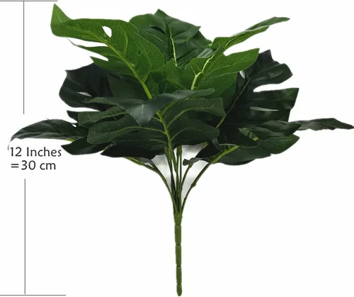 Vista 5 de PASYOU Plantas artificiales artificiales artificiales tropicales de Monstera, decoración de arbustos de tortuga sintética, hojas de palma, tallos