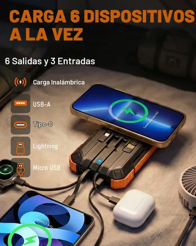 Vista 2 de Cargador solar Banco de energía - 49800mAh QC3.0 Cargador portátil de carga Ámbar