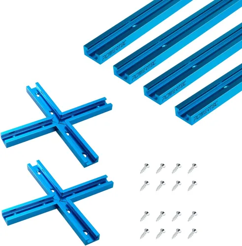 Vista 17 de POWERTEC 72080 Kit de intersección de pista en T de 3 pulgadas, 2 juegos con tornillos para madera y kit de 16 piezas de perilla de pista en T que