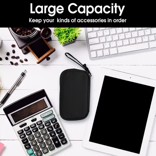 Vista 3 de Bolsa organizadora electrónica de viaje, 3 compartimentos, accesorios electrónicos portátiles para teléfono, estuche multifuncional para cable