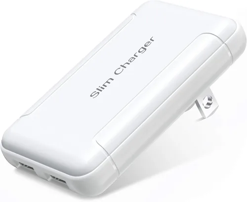 Vista 9 de Cargador de Pared USB Dual Plano, OKRAY Bloque de Carga Rápida 5v/3a con Enchufe Plegable, Adaptador de Cargador de Teléfono Extra-Delgado de 2