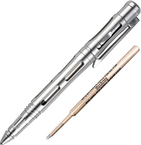 Vista 14 de MecArmy TPX8 Mini bolígrafo táctico de titanio y latón con llavero táctico con llavero 1 D (latón)