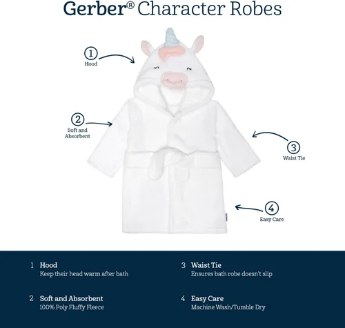 Vista 6 de Gerber Unisex Baby Hooded Animal Character Bathrobe