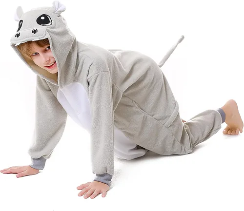 Vista 4 de CANASOUR - Pijama tipo mameluco para niñas y niños, unisex, de anime y de una pieza, para Halloween, Navidad, fiesta de disfraces y Cosplay, talla 4T