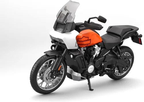 Vista 5 de Maisto 1:12 H-D 2021 Pan America, Naranja/Negro/Blanco