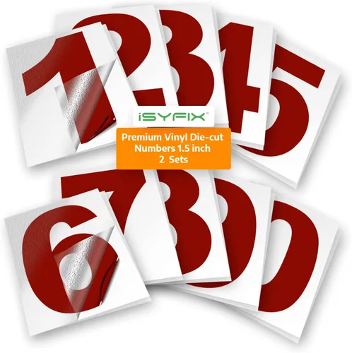 Vista 130 de iSYFIX Calcomanías de Números de Vinilo Verde Manzana – 1.5 Pulgadas Autoadhesivas (2 Juegos) – Calcomanía Premium Troquelada y Pre-espaciada