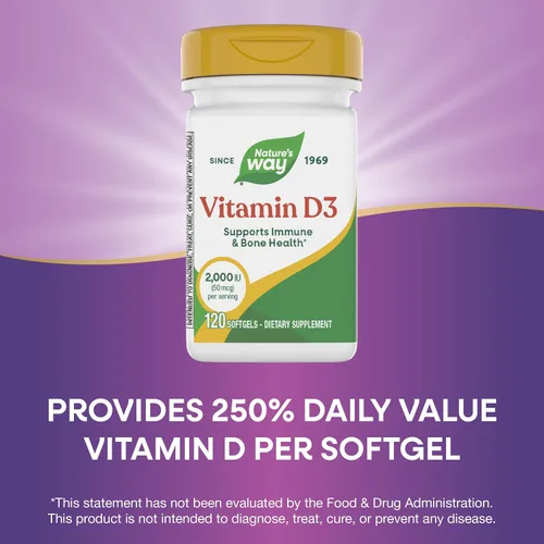 Vista 4 de Nature's Way, D3 2000 IU, vitaminas, 15590, 120, 1, 1