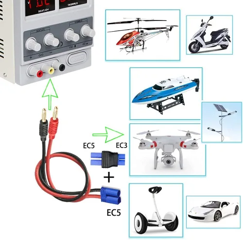 Vista 3 de EC3 conector macho a EC5 hembra conector adaptador para RC Lipo batería EC3 a EC5 adaptador (2 unidades)