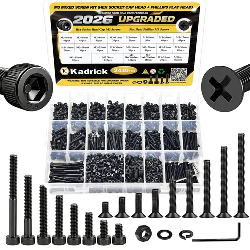 Vista 15 de Kadrick 1230 piezas de tornillos de acero inoxidable 304, surtido métrico M2 M3 M4 M5, kit de pernos de cabeza hexagonal de botón de 4mm-20mm