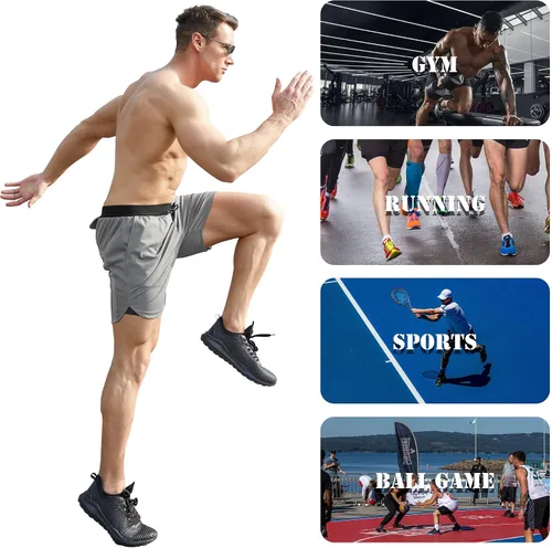 Vista 6 de ENVMENST Pantalones cortos de entrenamiento 2 en 1 para hombre con forro, pantalones cortos deportivos para gimnasio con bolsillos (S-3XL)
