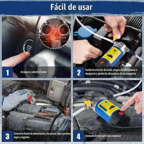 Vista 3 de Bomba extractora de aceite 12V 100W, bomba de transferencia de fluido ultra silenciosa para aceite de motor, fluido de transmisión, cambio de aceite