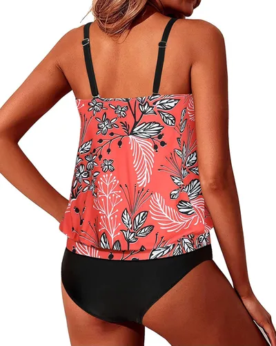 Vista 4 de Yonique - Trajes de baño tipo blusón, estilo tankini y de dos piezas, para mujer, diseño modesto y con ajuste holgado
