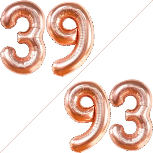 Vista 2 de KatchOn, Globos grandes del número 39, color negro, 40 pulgadas, globos de números 39, decoraciones de cumpleaños de 39 para hombres, globos