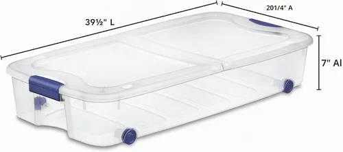Vista 2 de Contenedores de almacenamiento transparentes de 66 cuartos de galón con tapas, caja de cierre con ruedas de 66 cuartos de galón, contenedor