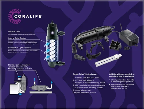 Vista 7 de Coralife Turbo-Twist 3X Esterilizador UV para acuario, hasta 125 galones