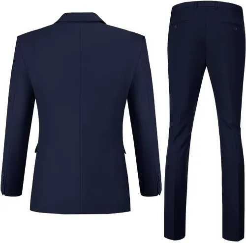 Vista 2 de Lynerun Mens Slim Fit 2 Piece Suit Two Button Notched Lapel Solid Suit Jacket Pants Set Tuxedo for Prom