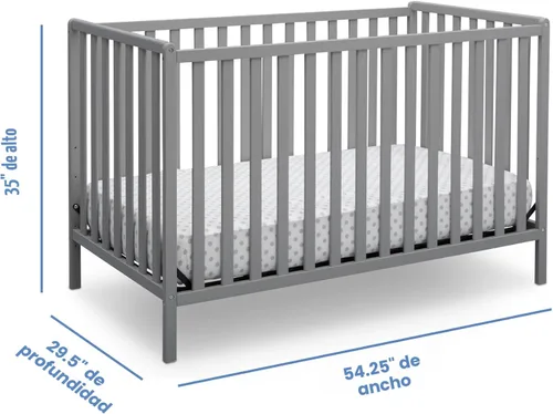 Vista 6 de Delta Children Heartland Cuna Convertible 4 en 1 - Certificado Greenguard Gold, Gris