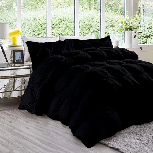 Vista 14 de Juego de edredón plisado de 3 piezas de 21.16 oz/m² para todas las estaciones (edredón + 2 fundas de almohada), relleno de edredón de algodón