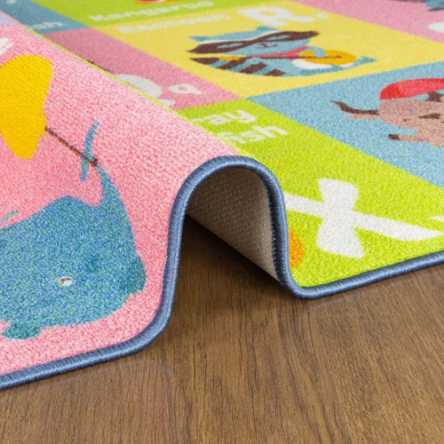 Vista 7 de KC CUBS, tapete para piso, área de aprendizaje educativo, juegos, ABC, alfabeto, animales, para niños y la recámara y sala de juegos de niños.