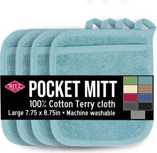 Vista 16 de RITZ Terry Pocket Mitt & Hot Pad: Unparalleled Heat Resistant, Durable 100% Cotton – Ergonomically Designed for Optimal Grip – Easy-Care Machine