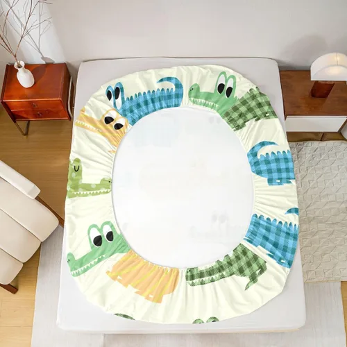 Vista 5 de Erosebridal Juego de ropa de cama de cocodrilo para niños, tamaño individual, lindo juego de sábanas de cocodrilo de dibujos animados para niños