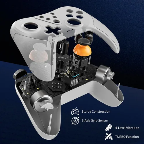 Vista 2 de Honghao Switch Controller, Wireless Pro Game Controllers For Nintendo SwitchOLEDLitePCIOS, Remote Gamepad With TurboVibration6-axis Motion (White)