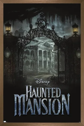 Vista 15 de Disney Haunted Mansion - Póster de pared de mansión, 22.4 pulgadas de largo x 14.7 pulgadas de ancho, versión enmarcada de madera de granero