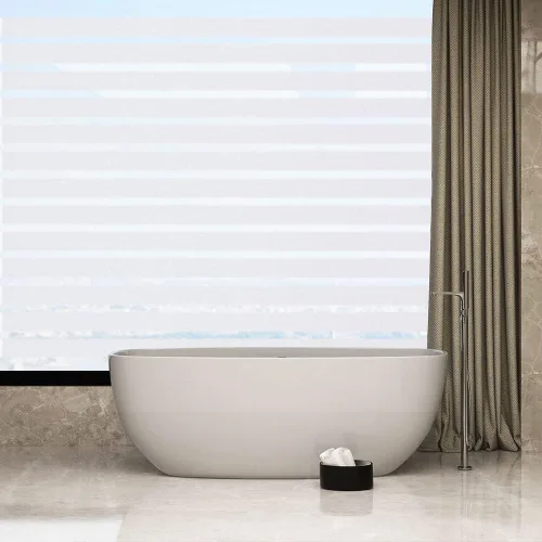 Vista 7 de Película esmerilada de 2/4 rayas para ventana, calcomanía de privacidad para ventana, calcomanías decorativas de vinilo para ventana, protección UV