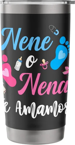 Vista 3 de Vaso aislado de acero inoxidable mexicano a juego Nene o Nena Te Amamos Negro