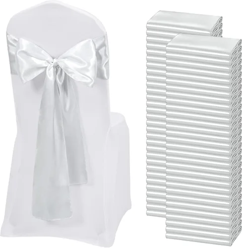 Vista 11 de 60 bandas de satén color burdeos para silla, diseño de lazos, para decoración de sillas de Acción de Gracias, boda, Navidad, banquetes, fiestas