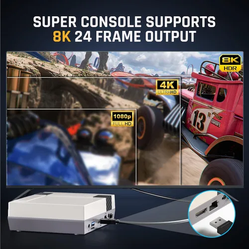 Vista 5 de Retro Game Console Super Console Cubex3 Built-in 10K + Classic Games Retro Video Game Console, TV&Game System in 1, 8K TV AV Output Video Game