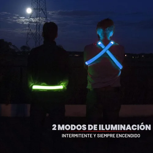 Vista 4 de ILLUMISEEN Cinturón reflectante LED Luces LED de alta visibilidad con 2 modos de iluminación Hebilla ajustable de liberación rápida Recargable