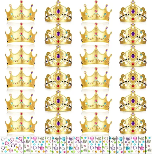 Vista 10 de Yaomiao 44 coronas de espuma de cumpleaños para niños, tiaras de princesa, sombrero de rey, kits de calcomanías de diamantes a granel