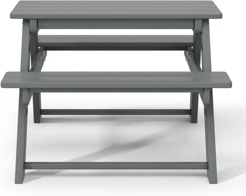 Vista 6 de WestinTrends Malibu Patio al aire libre HDPE Picnic Mesa de banco para Gris