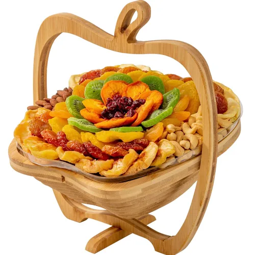 Vista 5 de Cesta de regalo de frutas secas y nueces, bandeja de regalo de aperitivos naturales surtidos saludables, bandeja de comida extra grande para fiesta