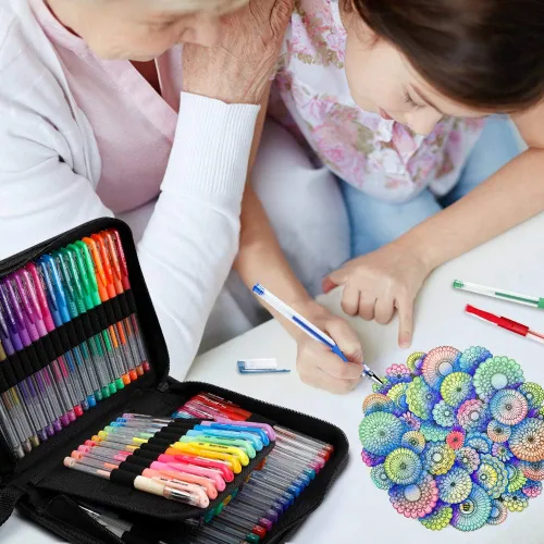 Vista 7 de Lelix Bolígrafos de gel, paquete de 120 bolígrafos de gel, 60 colores únicos con 60 recambios para adultos, libros de colorear, dibujo, garabatos