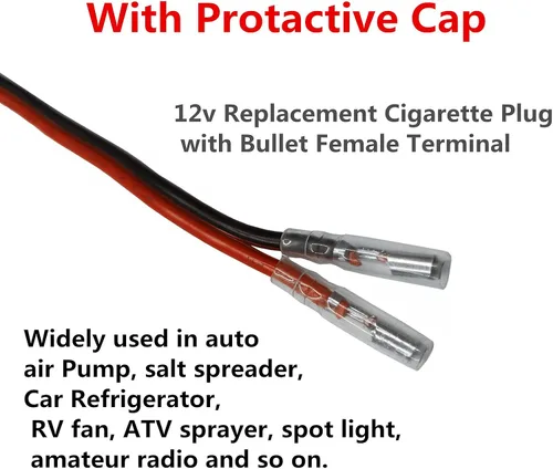 Vista 4 de Enchufe macho de encendedor de cigarrillos de repuesto para automóvil con cables - Adaptador de coche de 12 V 24 V Kit de cargador de batería de CC