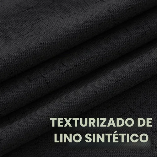 Vista 4 de H.VERSAILTEX Cortinas 100% opacas con aislamiento térmico, texturizadas, de lino, con bloqueo completo de calor y luz, para sala de estar y Negro